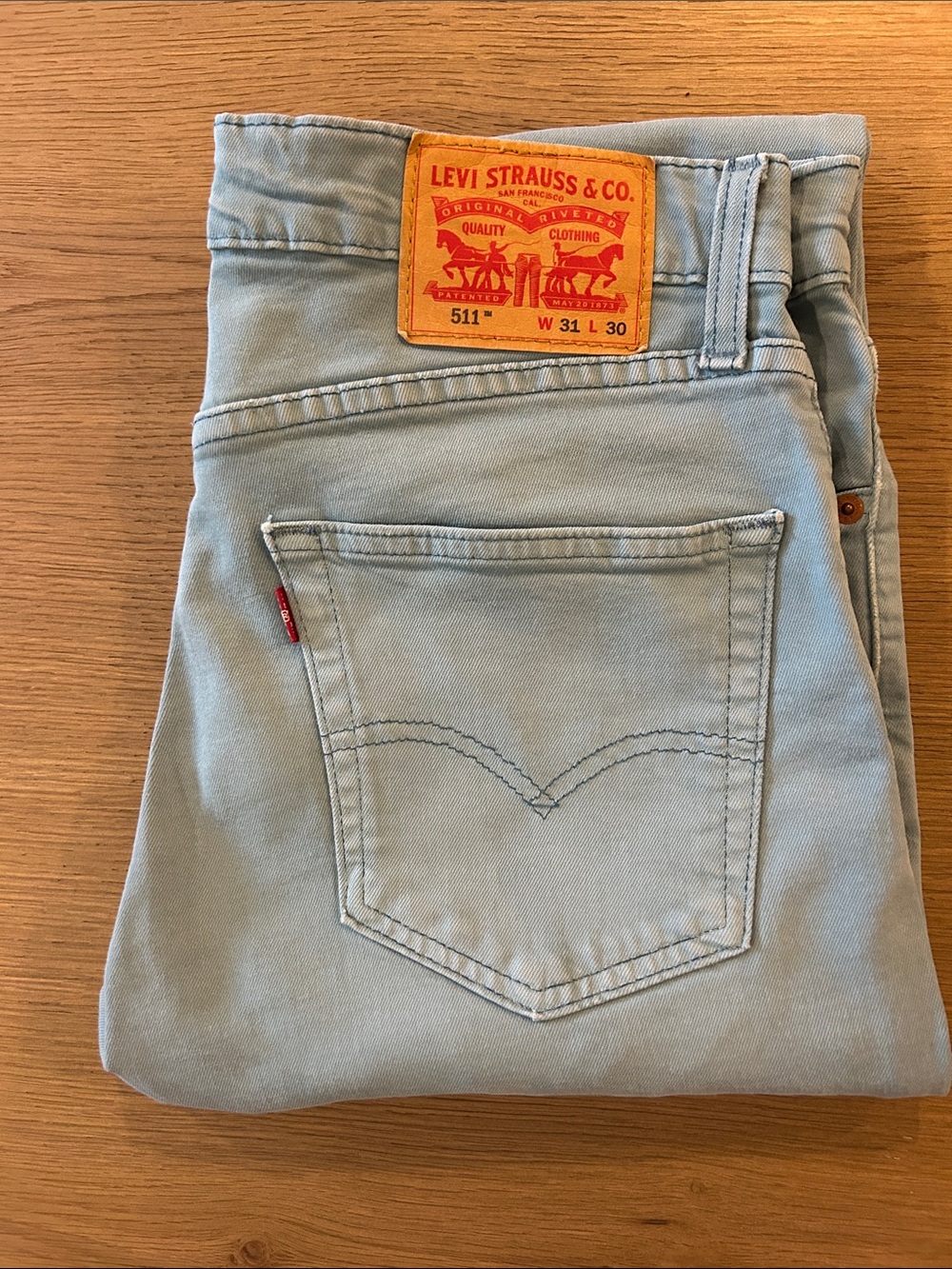 Levi's 511 Slim Straight Twill Pants Washed Light Blue W31 L30